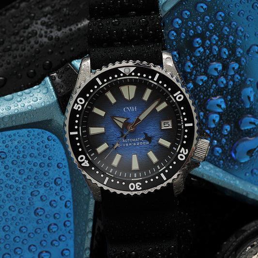 Marine Majesty - CWH Date Display Stainless Steel Rubber Strap Diver’s Automatic Watch CH-MOD-M7