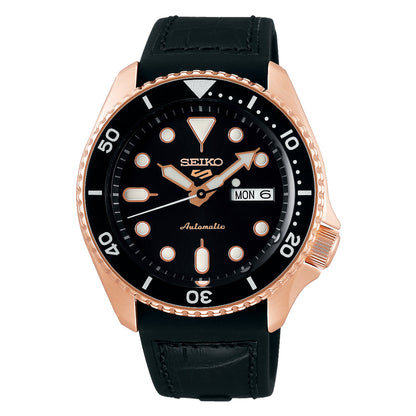 Seiko 5 Sports Black Silicone Strap Men's Watch SRPD76K1