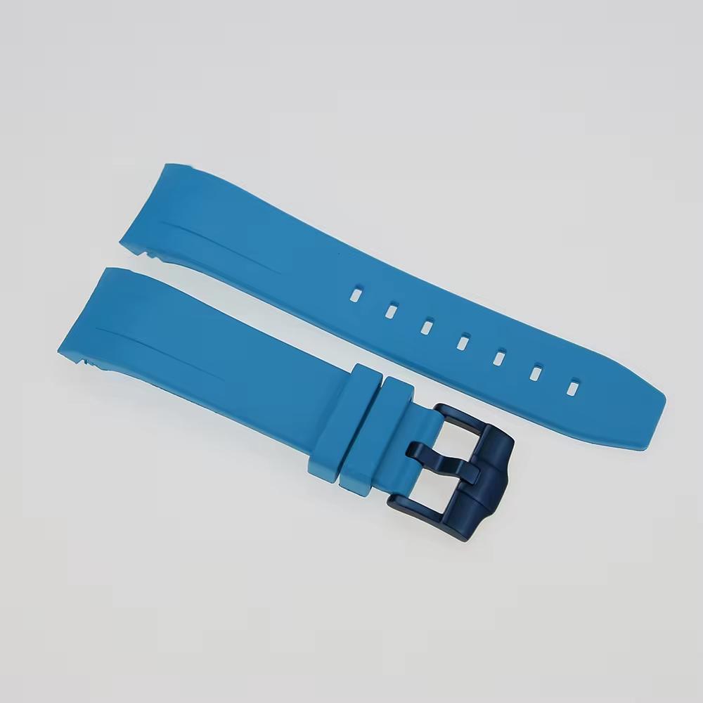 FKM Rubber Watch Strap: Light Blue