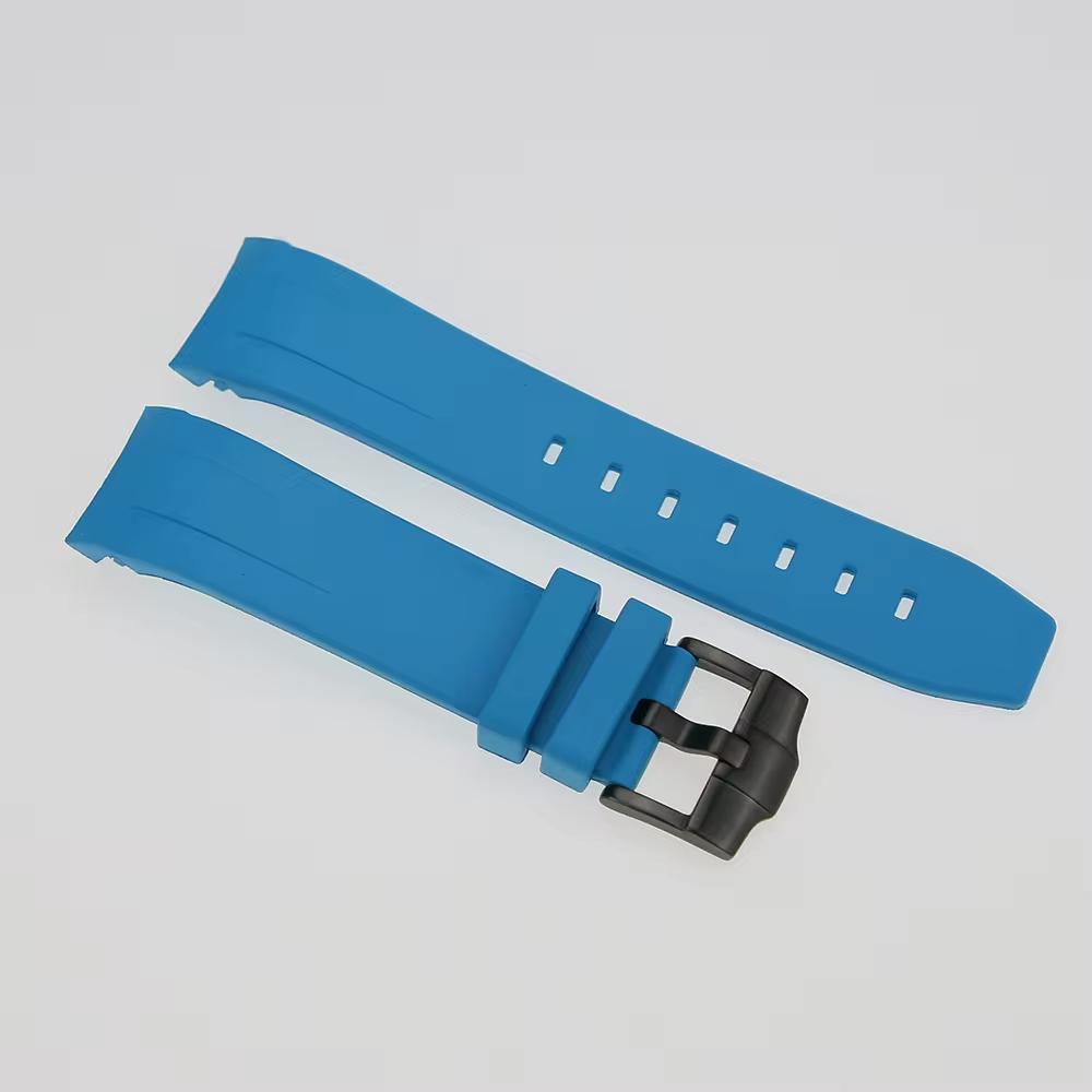 FKM Rubber Watch Strap: Light Blue