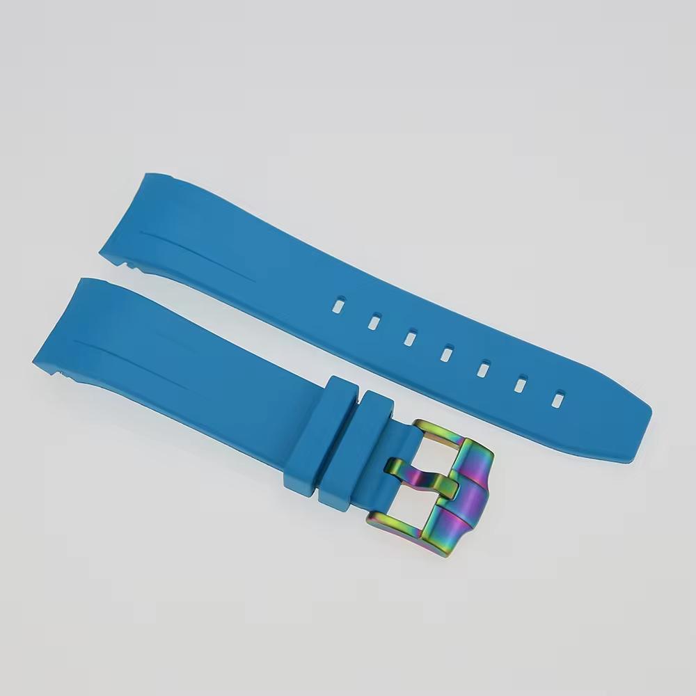 FKM Rubber Watch Strap: Light Blue