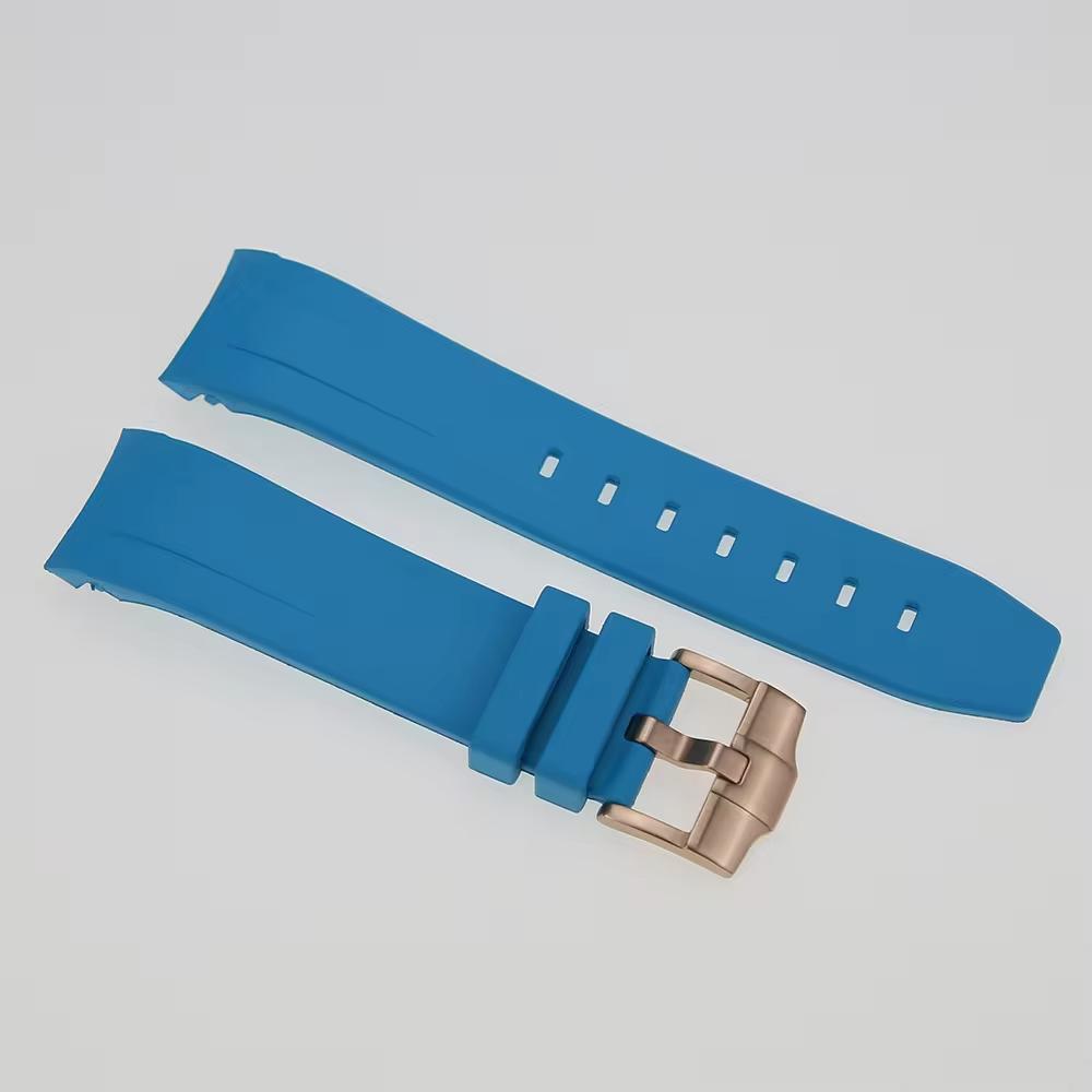 FKM Rubber Watch Strap: Light Blue