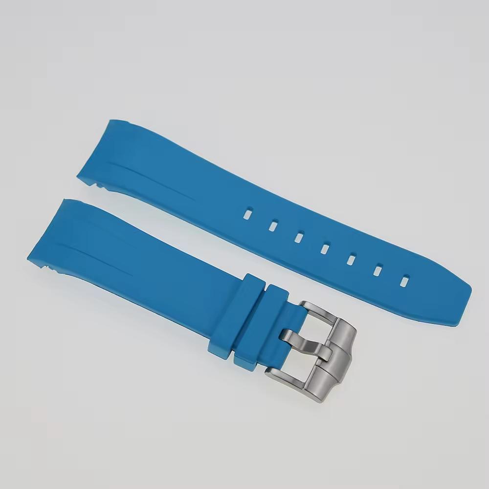 FKM Rubber Watch Strap: Light Blue